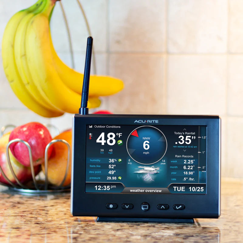 Acurite Iris 5-in-1 HD display to monitor weather placed in the kitchen