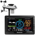 Newentor Wireless Indoor-Outdoor Weather Station with Solar-Powered Rain Gauge, Wind Speed Meter, Atomic Clock, and Temperature/Humidity Alerts (with Wifi) - Weathershack