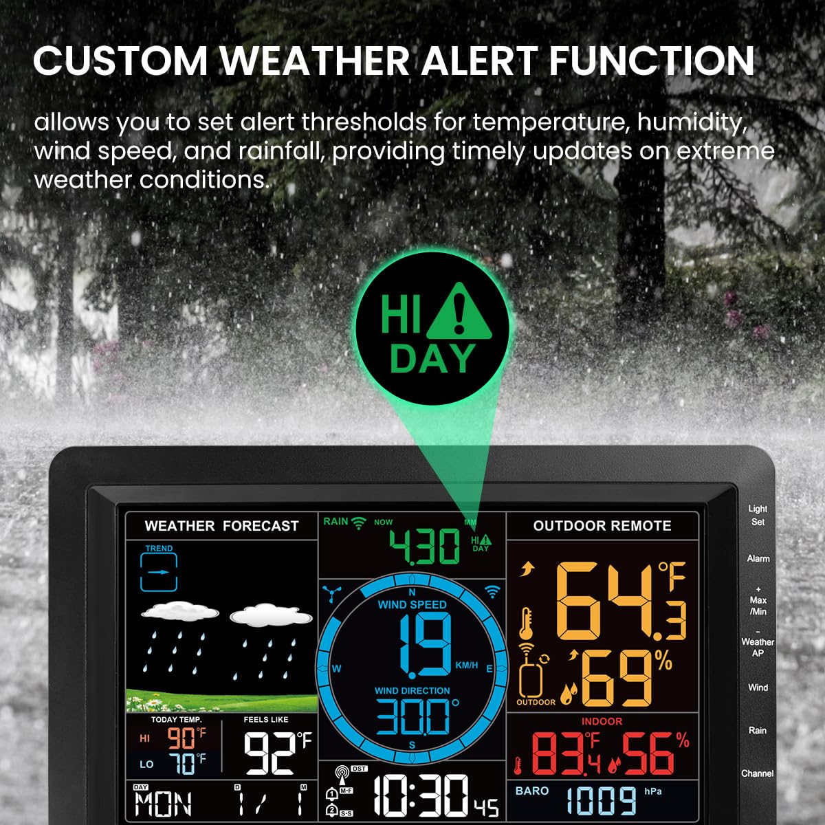 Newentor 7.5" Wireless Weather Station with Rain Gauge, Wind Speed & Direction, Temperature & Humidity, Indoor/Outdoor Weather Monitoring with Custom Alertsidity Meter, Custom Alerts - Weathershack