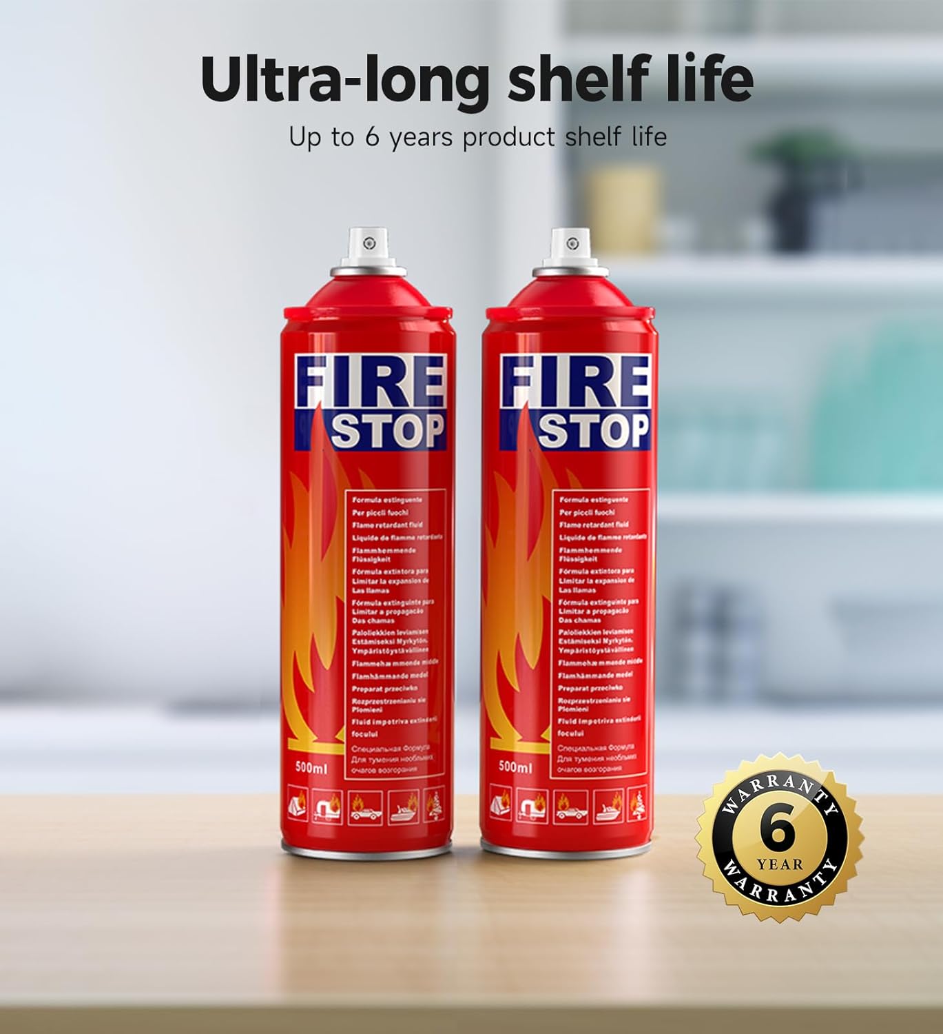 8-in-1 Fire Extinguishing Aerosol Spray which Prevents Reignition for Home (mounting bracket included) - Portable Small A, B, C, K - Weathershack