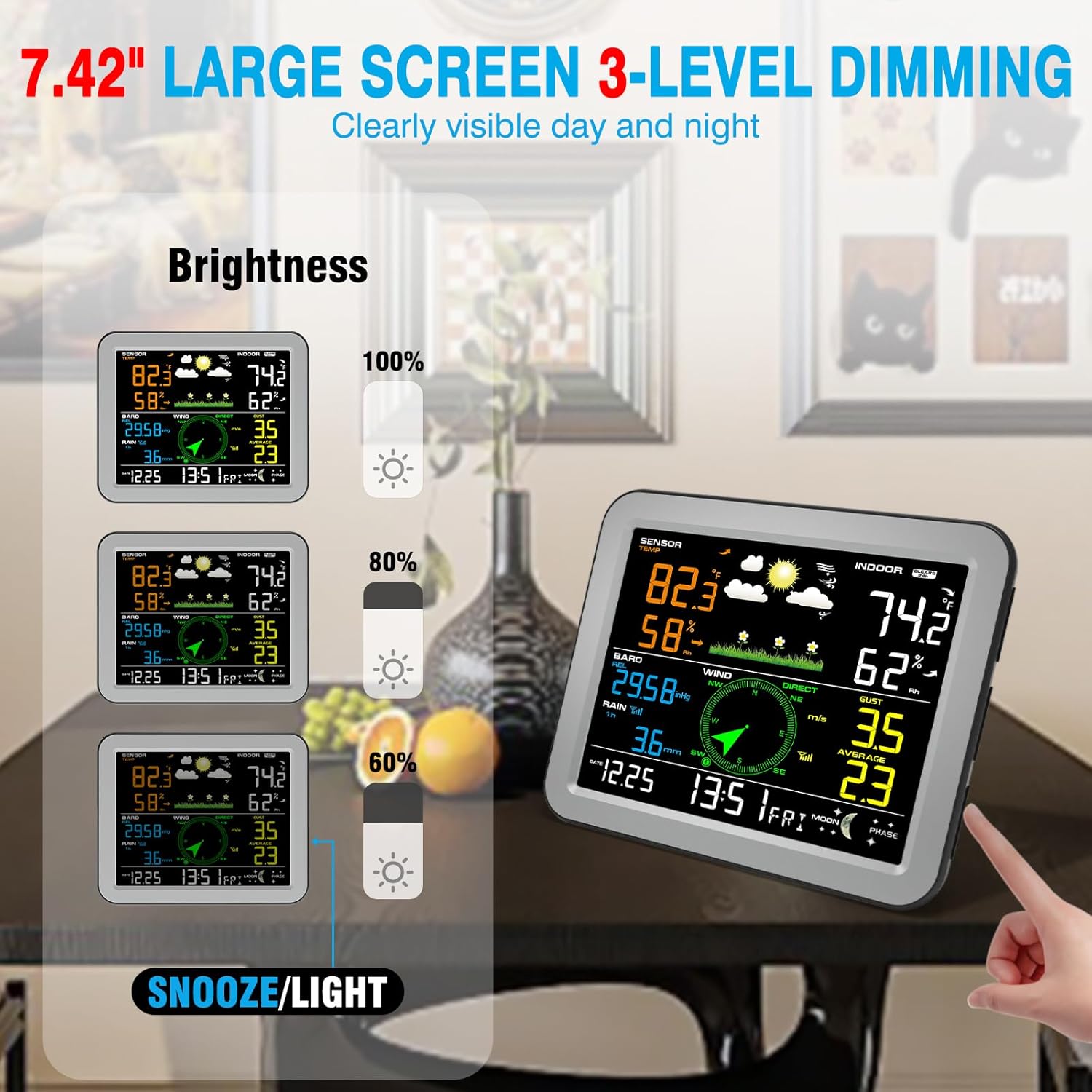 Gevanti 10-in-1 wireless weather station - thermometer, humidity, air pressure, rain gauge, dew point, wind speed/direction, moon phase, forecast, alarm & chart - Weathershack