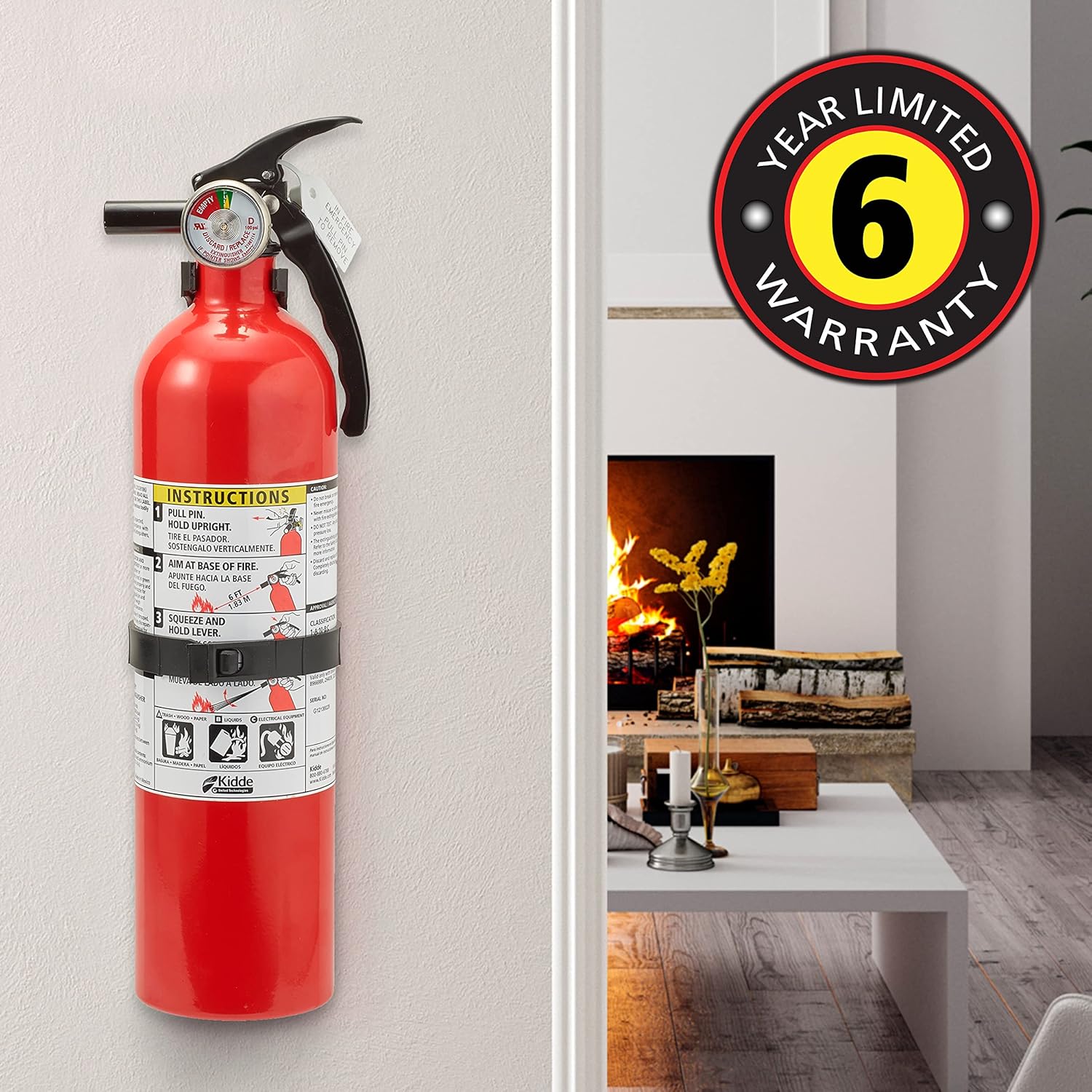Kidde Dry Fire Chemical Extinguisher for Home, 1-A:10-B:C (mounting bracket included) - Weathershack