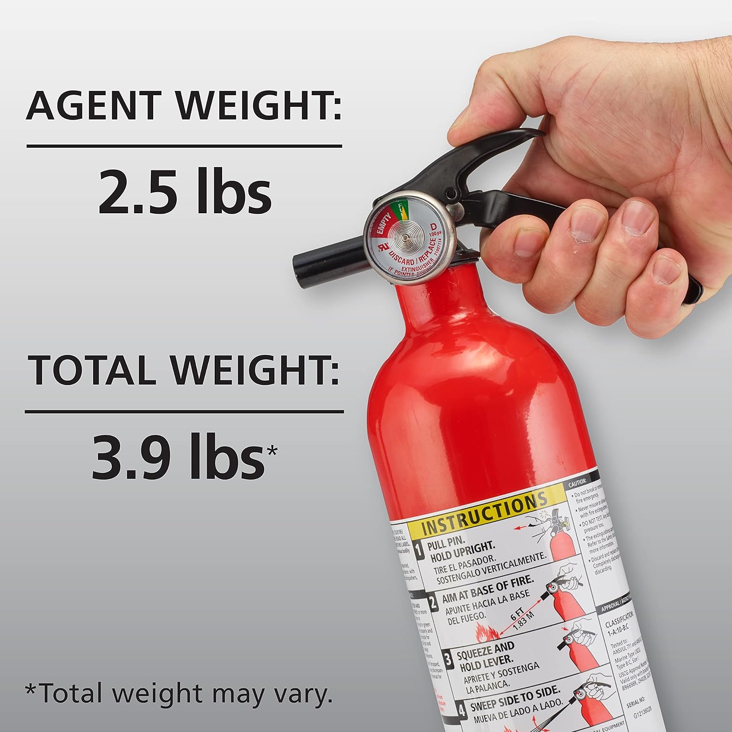 Kidde Dry Fire Chemical Extinguisher for Home, 1-A:10-B:C (mounting bracket included) - Weathershack