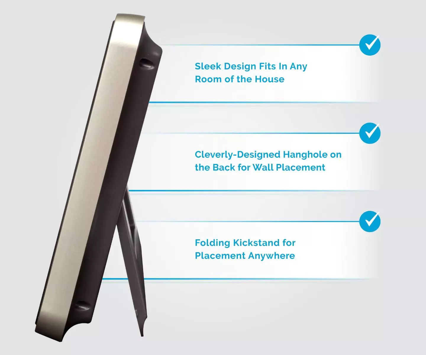 Acurite weather forecasting display sideview with folding kickstand for placement anywhere