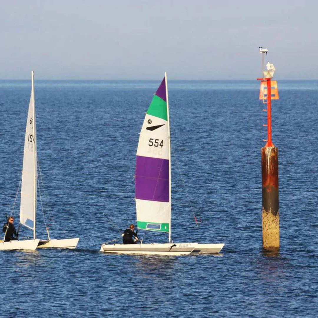 Davis Vantage Vue weather station on water marker tracking coastal and marine weather conditions