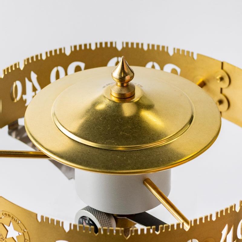 Conant Jeffersonian Drum Thermometer in Living Finish Brass - Celsius & Fahrenheit - Weathershack