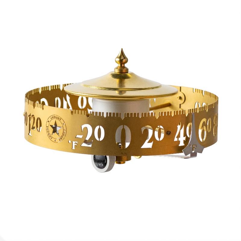 Conant Jeffersonian Drum Thermometer in Living Finish Brass - Celsius & Fahrenheit - Weathershack