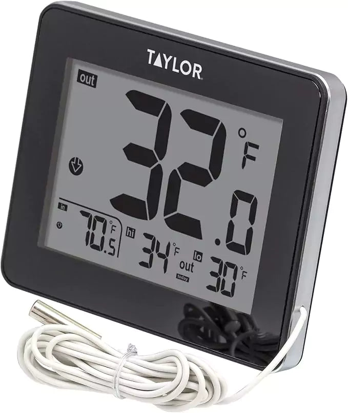Taylor wired digital LED thermometer for indoor and outdoor.