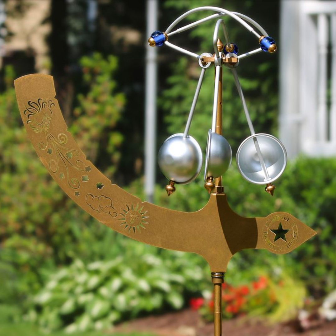 Jeffersonian Kinetic Wind Vane in Living Finish Brass - Weathershack