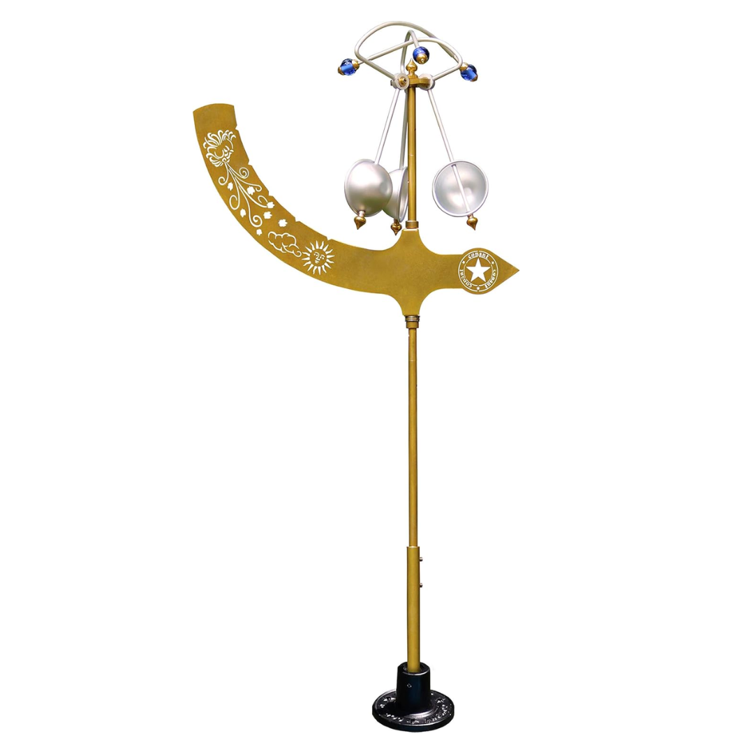 Jeffersonian Kinetic Wind Vane in Living Finish Brass - Weathershack