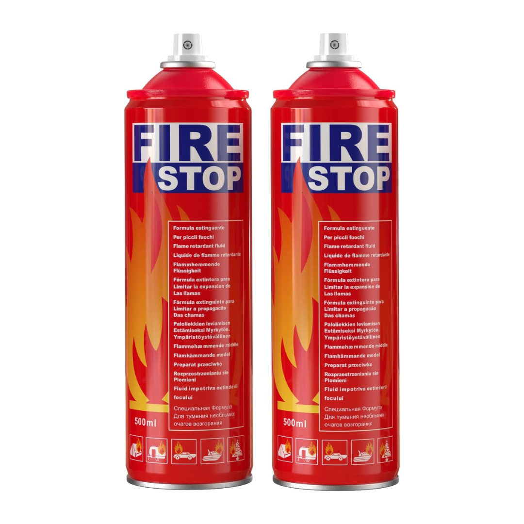 8-in-1 Fire Extinguishing Aerosol Spray which Prevents Reignition for Home (mounting bracket included) - Portable Small A, B, C, K - Weathershack