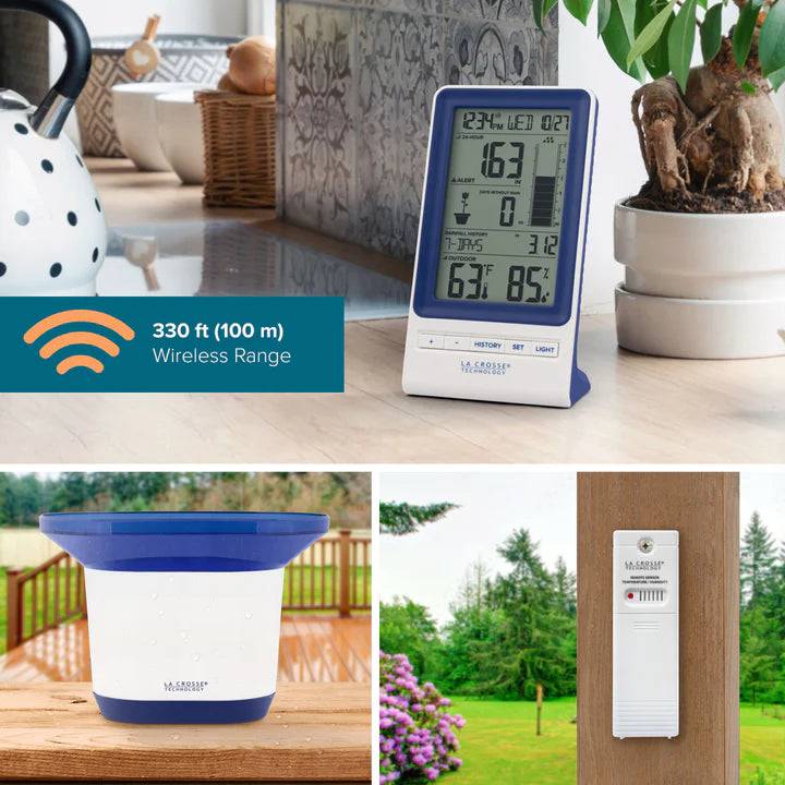 La Crosse Technology Wireless Digital Rain Gauge with Temp & Humidity Sensor - Weathershack