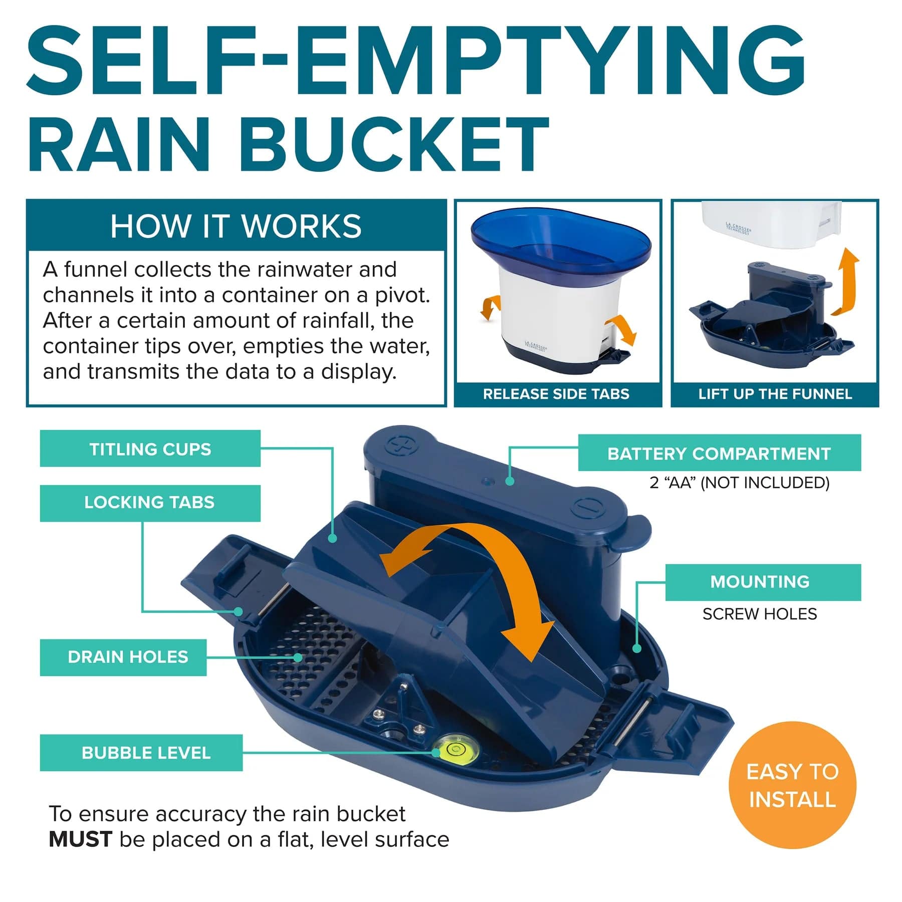 La Crosse Technology Wireless Digital Rain Gauge with Temp & Humidity Sensor - Weathershack