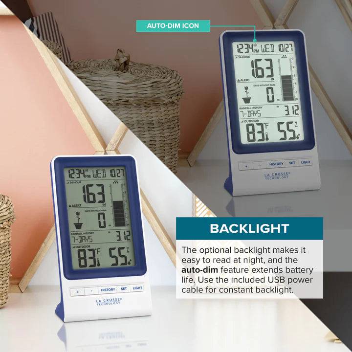 La Crosse Technology Wireless Digital Rain Gauge with Temp & Humidity Sensor - Weathershack