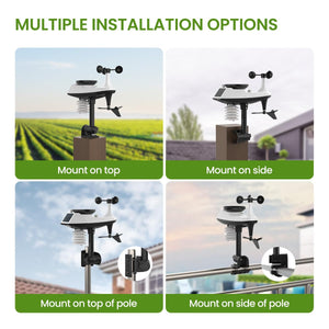 Newentor Wireless Indoor-Outdoor Weather Station with Solar-Powered Rain Gauge, Wind Speed Meter, Atomic Clock, and Temperature/Humidity Alerts (with Wifi) - Weathershack