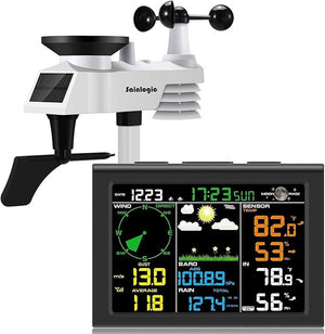 Sainlogic Wireless Weather Station with Outdoor Sensor, 8-in-1 Weather Station with Weather Forecast, Temperature, Air Pressure, Humidity, Wind Gauge, Rain Gauge, Moon Phase, Alarm Clock (No WiFi) - Weathershack