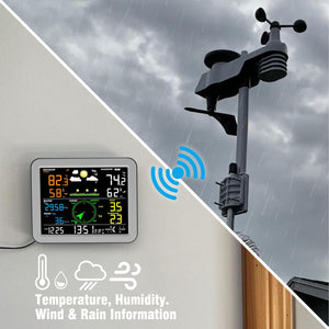 Gevanti 10-in-1 wireless weather station - thermometer, humidity, air pressure, rain gauge, dew point, wind speed/direction, moon phase, forecast, alarm & chart - Weathershack