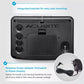Back view of AcuRite color weather station display showing keyhole mount, power adapter port, and backup battery compartment