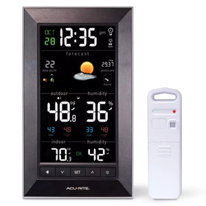 acurite weather station monitoring display with sensor