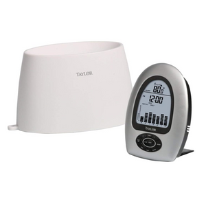 Taylor Wireless Digital Rain Gauge & Thermometer – Precise Precipitation Monitoring with Indoor/Outdoor Temperature Display, 5-inch, White