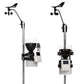 Side and front view of Davis vantage pro2 plus weather station with integrated sensors and solar panel