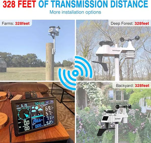 Sainlogic 8-in-1 Wireless Weather Station with Outdoor Sensor, Weather Forecast, Temperature, Air Pressure, Humidity, Wind Gauge, Rain Gauge, Moon Phase, Alarm Clock (No Wi-Fi)