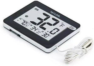 Taylor wired digital thermometer top view.