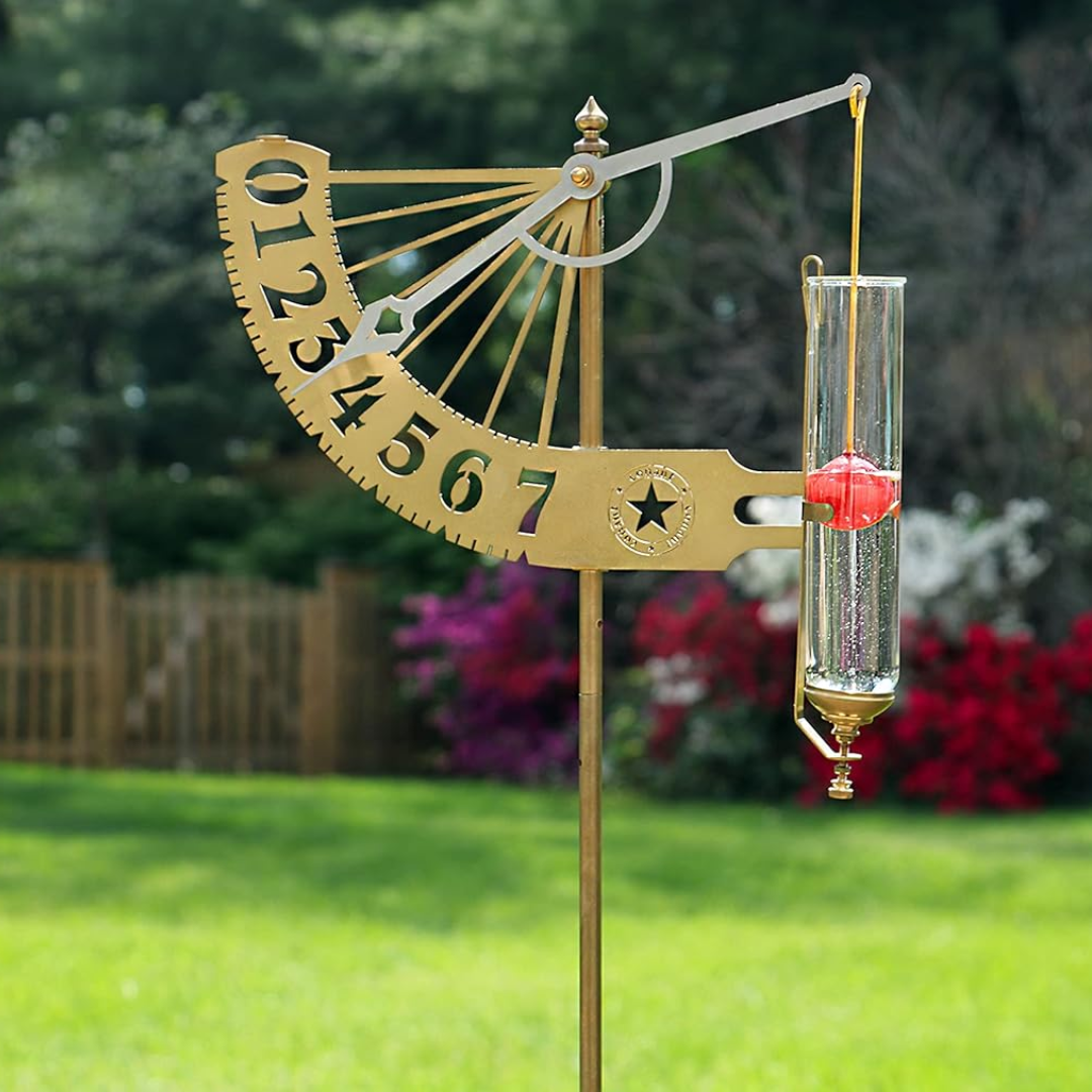 Jeffersonian 2nd Generation Rain Gauge - Living Finish Brass - Weathershack