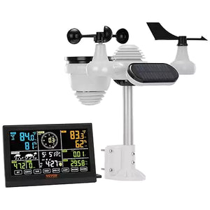Vevor 7-in-1 wireless weather station with sensor and display.