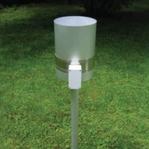 Rain gauge mounted on the pole