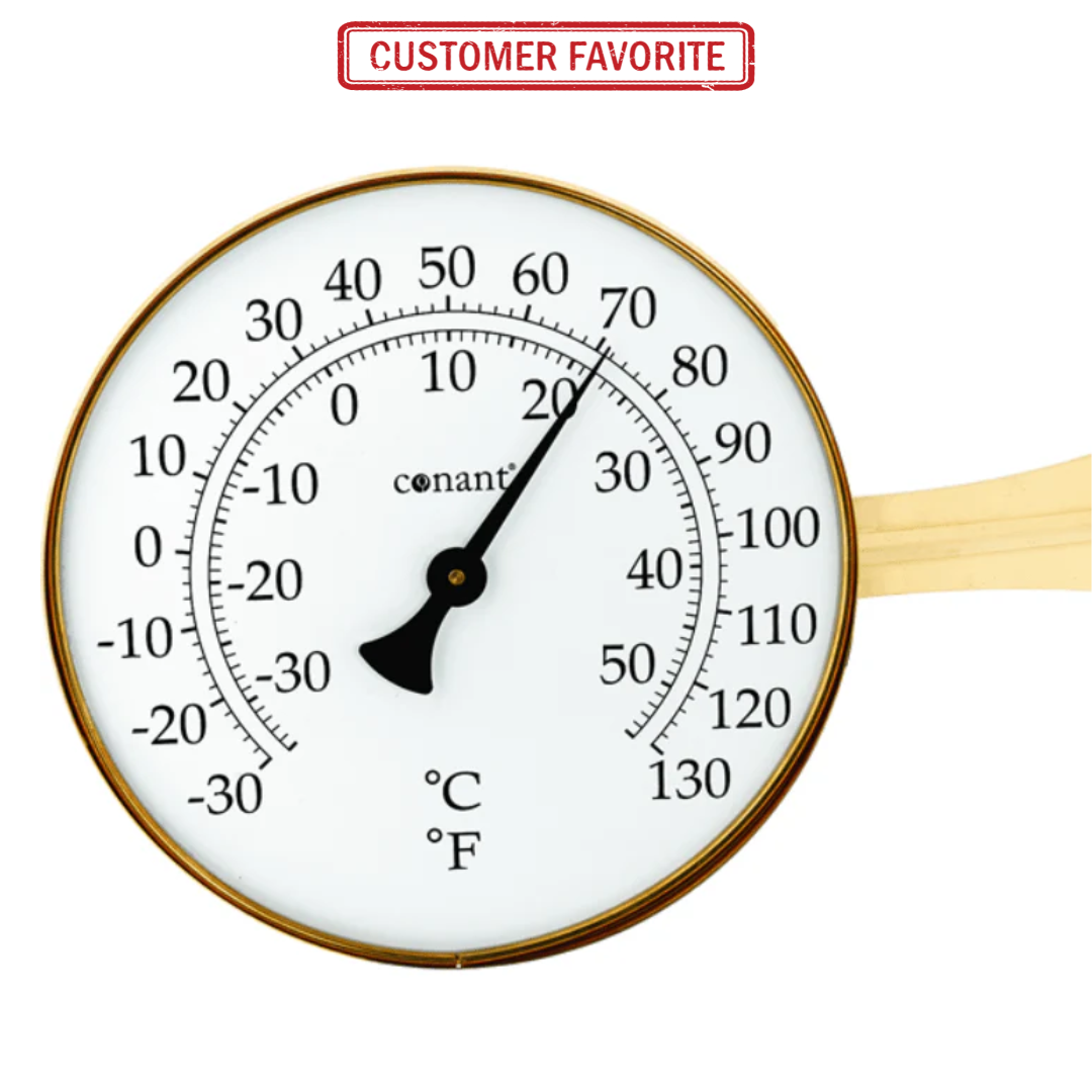 Vermont 8" Dial Thermometer (Living Finish Brass) - Weathershack