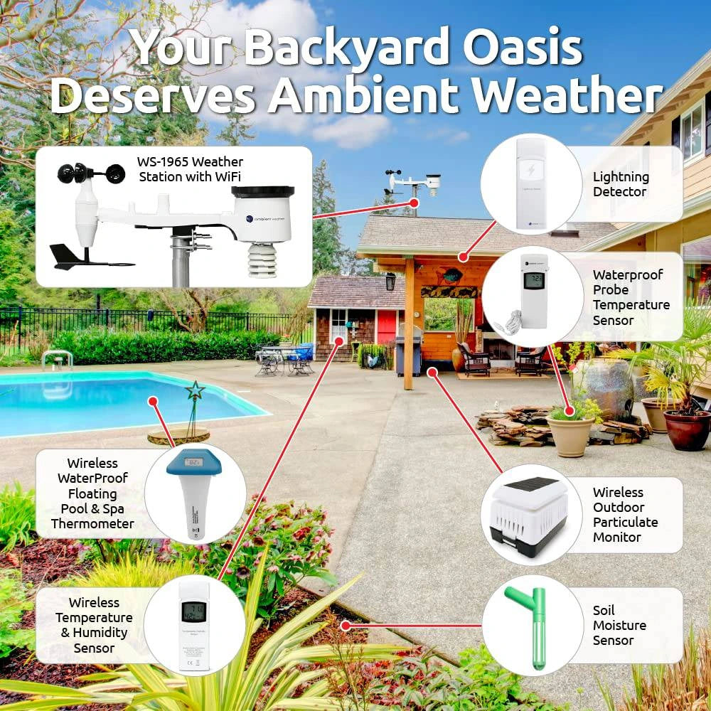 Ambient Weather WiFi Weather Station w/Remote Monitoring & Ambient Weather Network Access - WS-1965 - Weathershack
