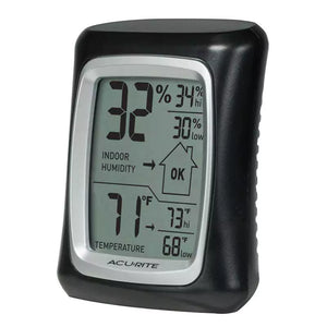 Angled side view of AcuRite Indoor Temperature and Humidity Monitor