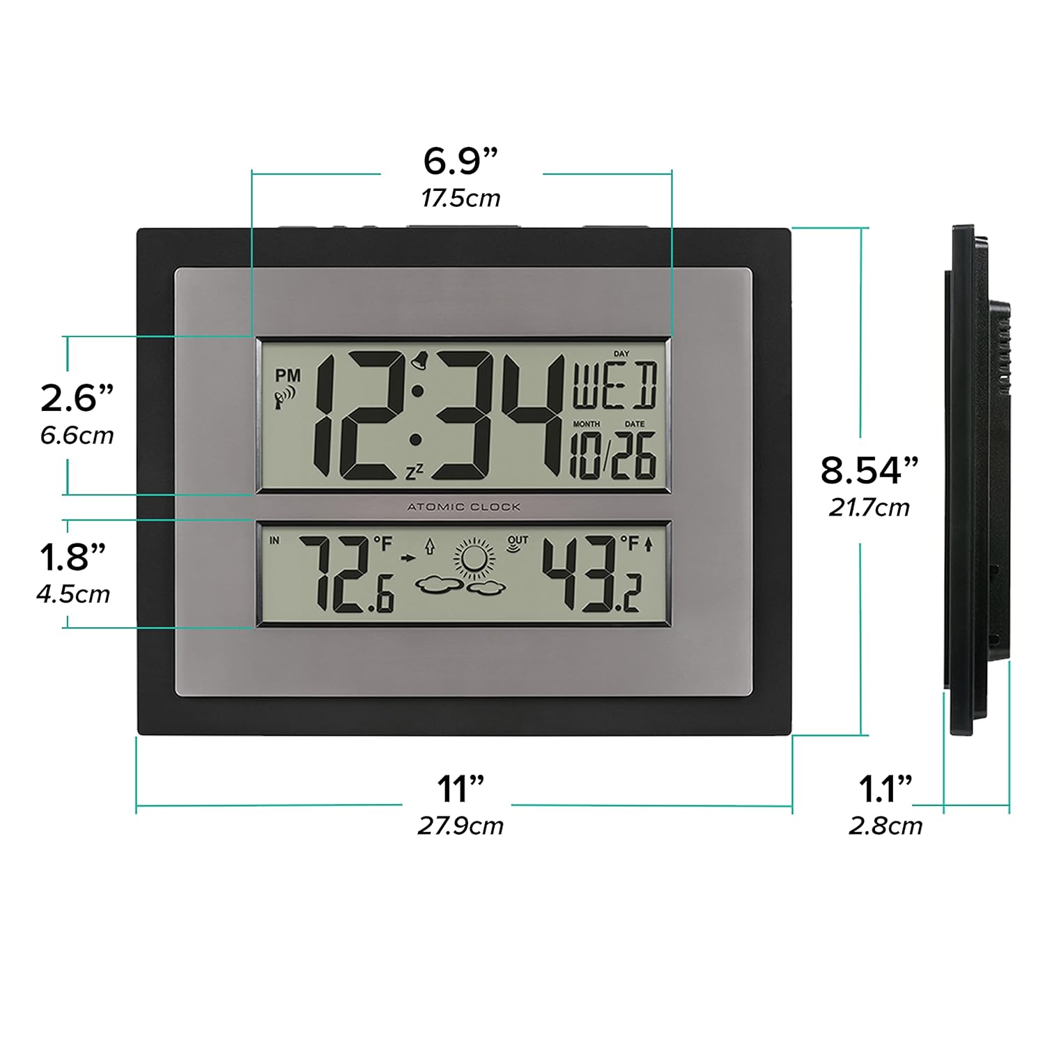 La Crosse Technology Atomic Digital Wall Clock with Temperature & Weather Forecast - Weathershack