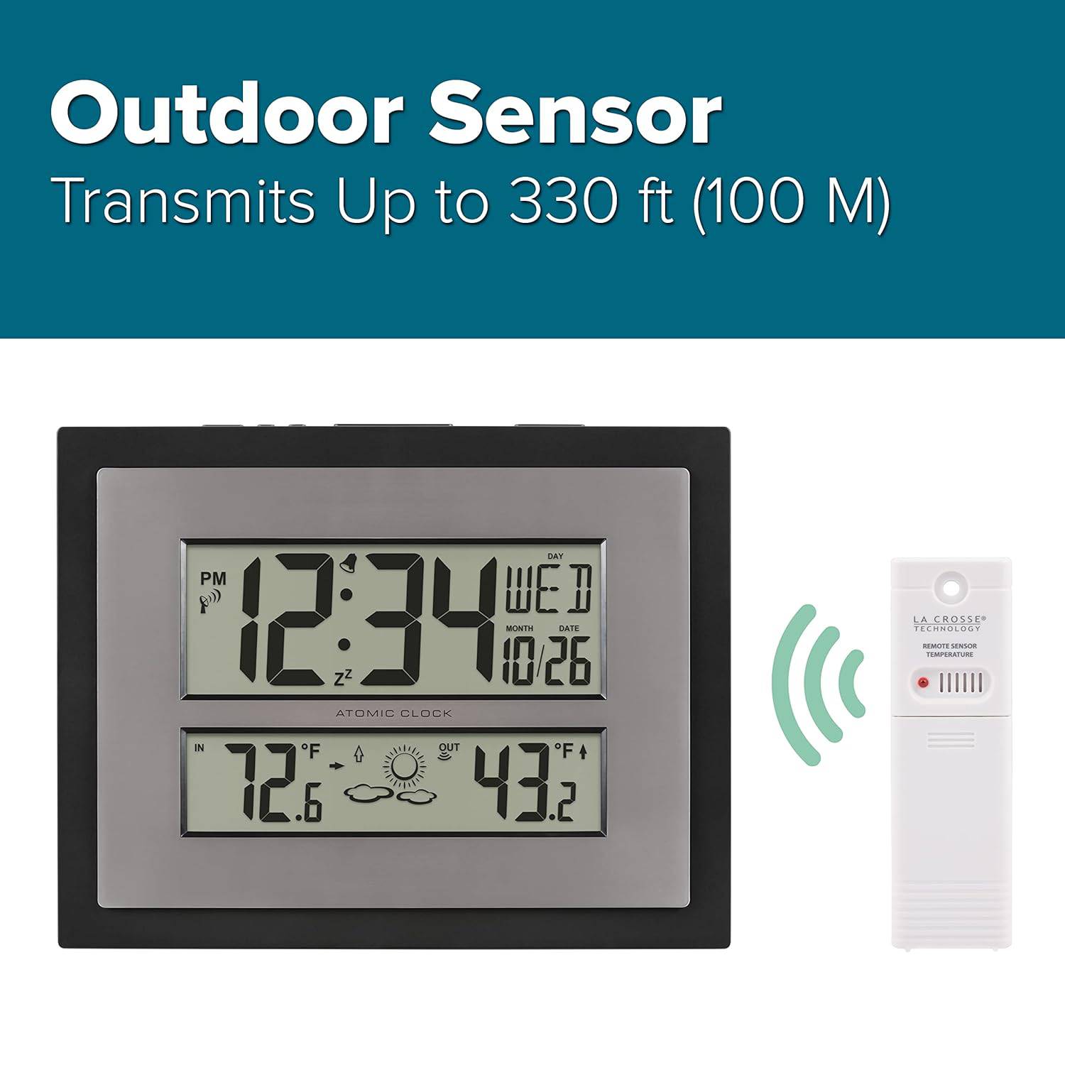 La Crosse Technology Atomic Digital Wall Clock with Temperature & Weather Forecast - Weathershack