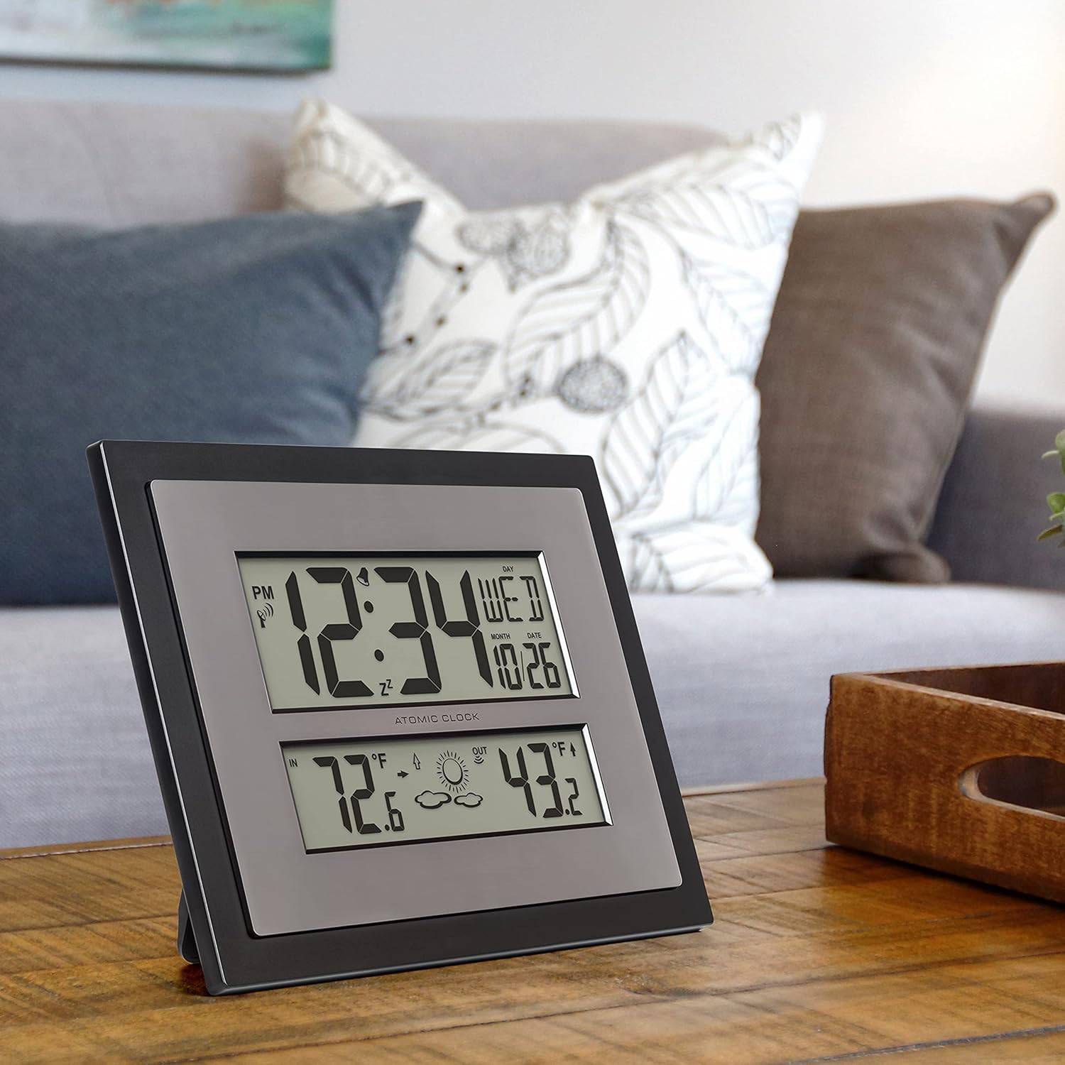 La Crosse Technology Atomic Digital Wall Clock with Temperature & Weather Forecast - Weathershack