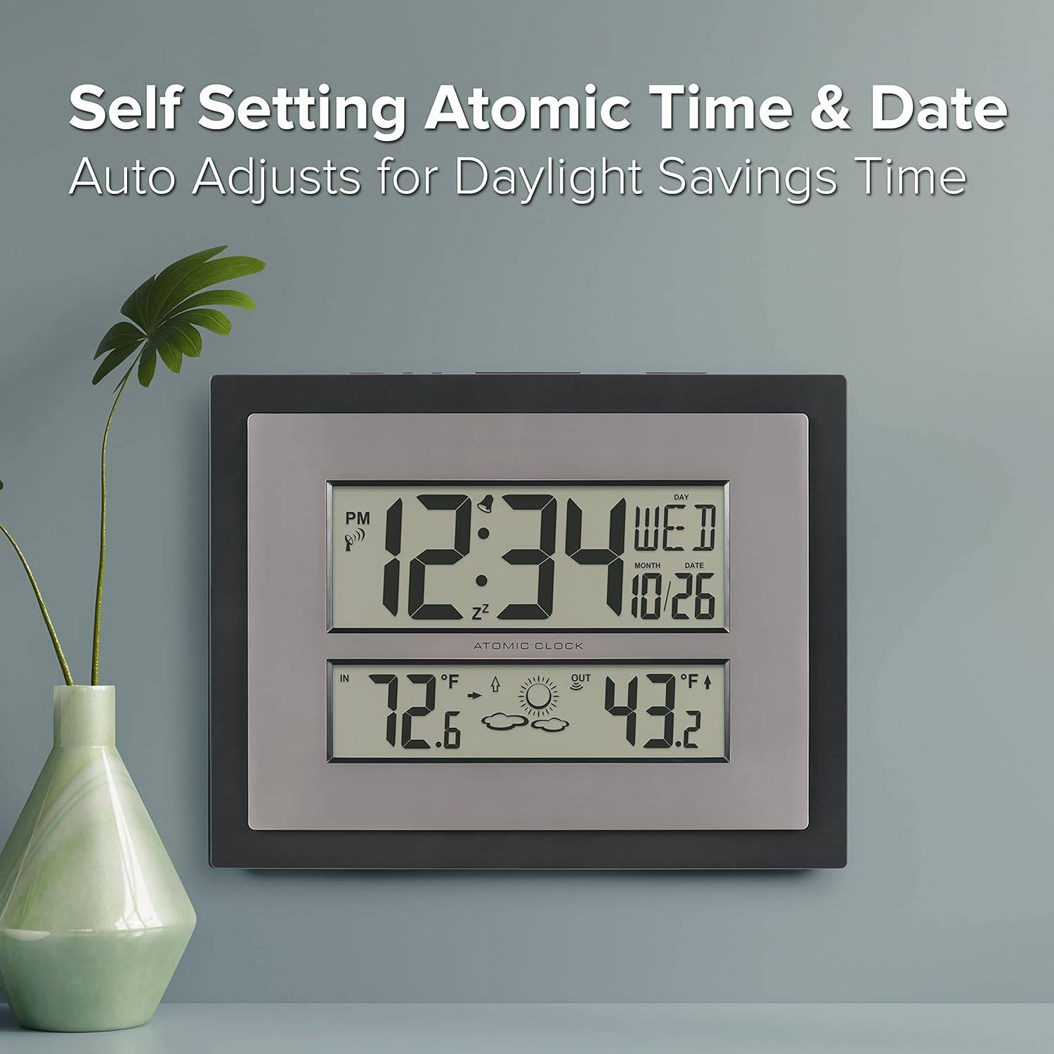 La Crosse Technology Atomic Digital Wall Clock with Temperature & Weather Forecast - Weathershack
