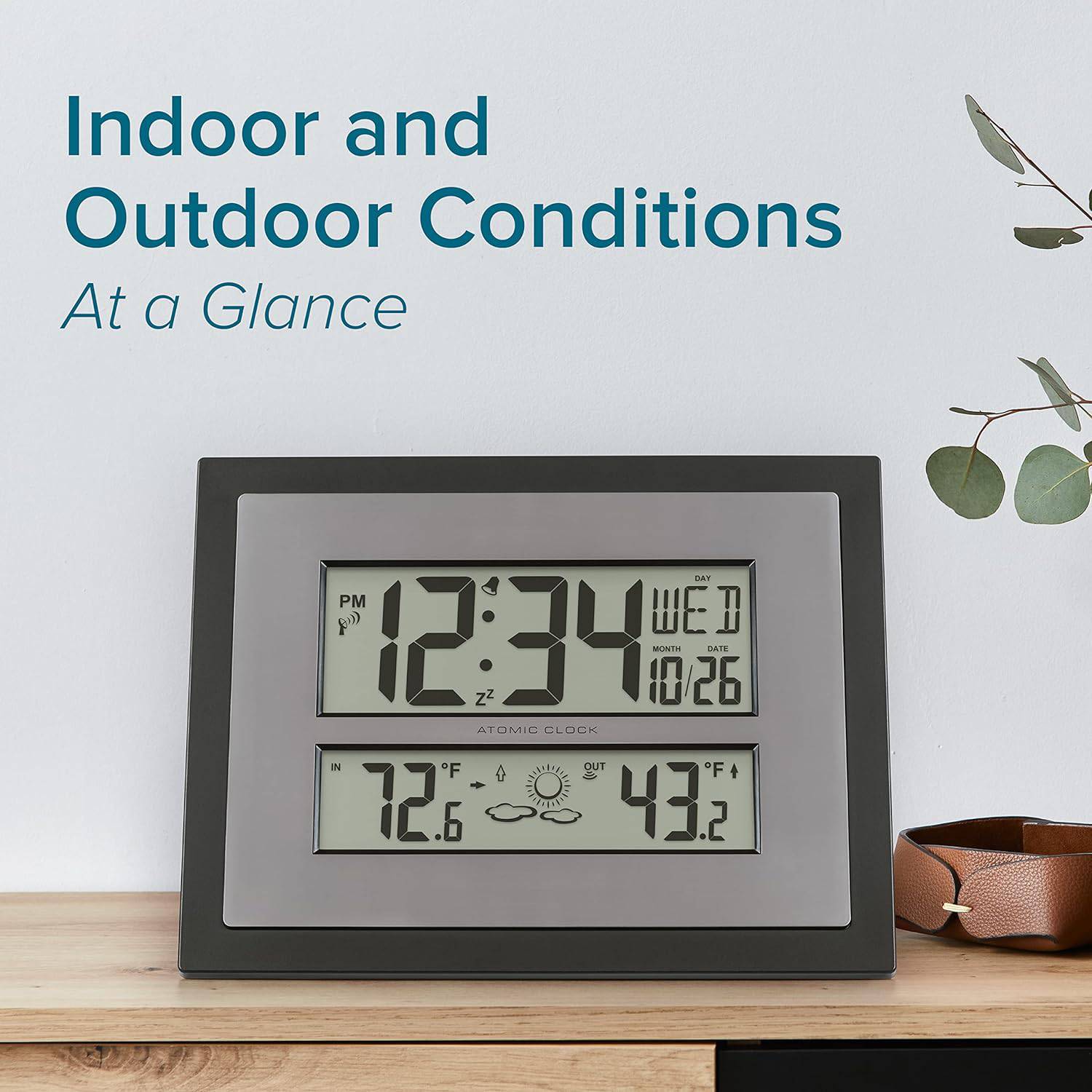 La Crosse Technology Atomic Digital Wall Clock with Temperature & Weather Forecast - Weathershack