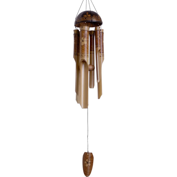 Cohasset Coconut Top Bamboo Wood Large Flower Whisper Hanging Chime CH131 