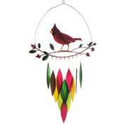 GE179 Stained Glass Cardinal Large Wind Chime 
