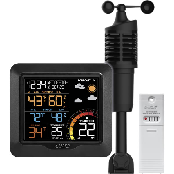 La Crosse Technology Professional Color Wind Speed Weather Station, Black