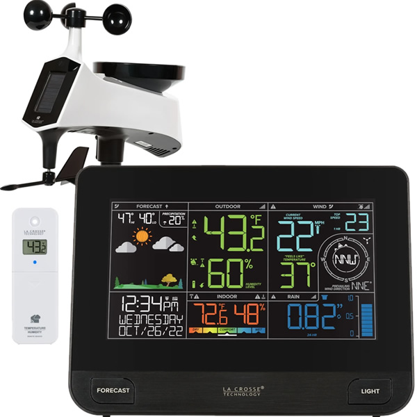La Crosse Technology V42-PRO-INT Professional Weather Center with Combo Sensor and Remote Monitoring, Black